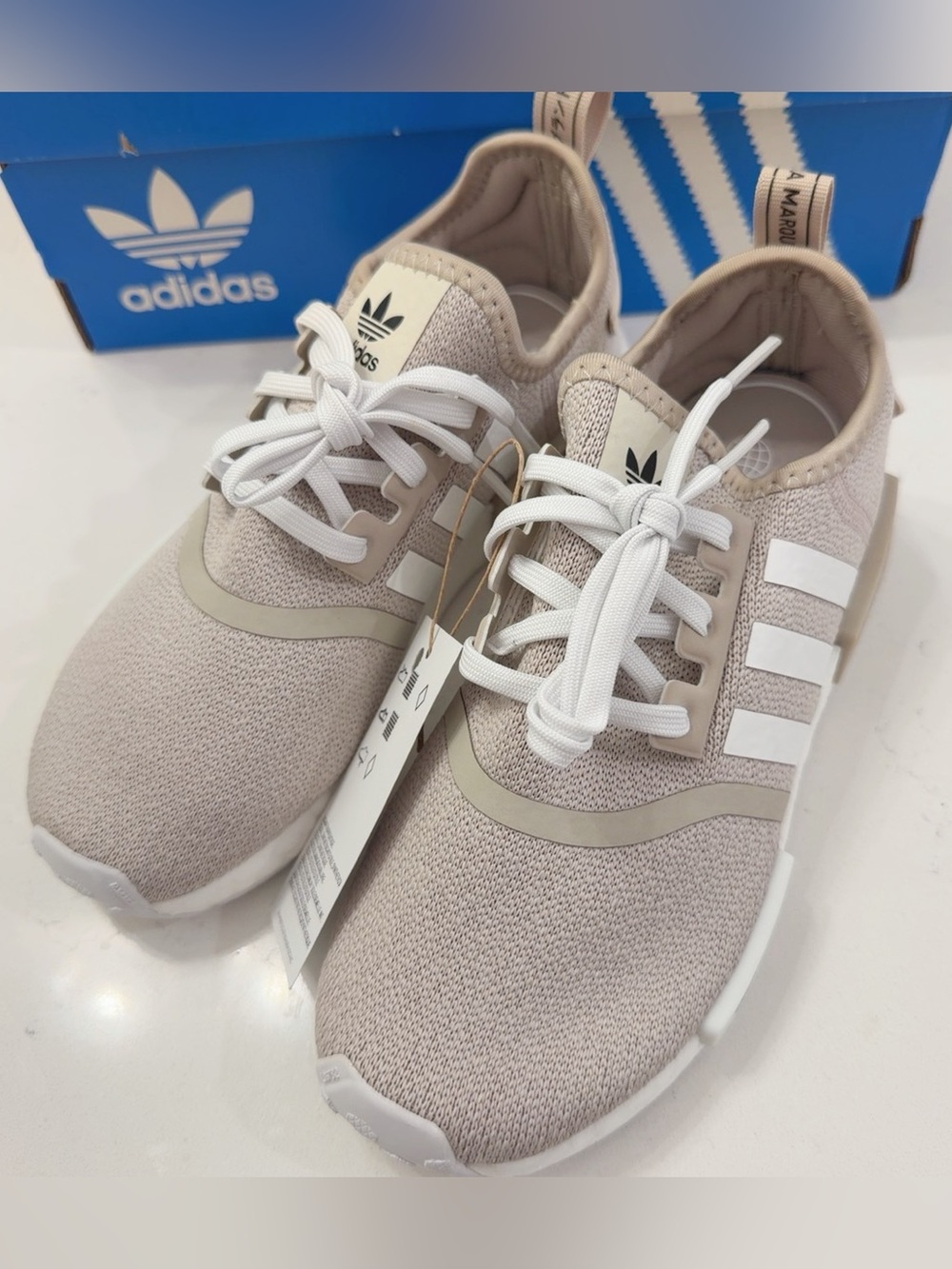 Adidas NMD_R1 C Kids Youth Running Shoes Wonder Beige White ID2085 Size 2Y